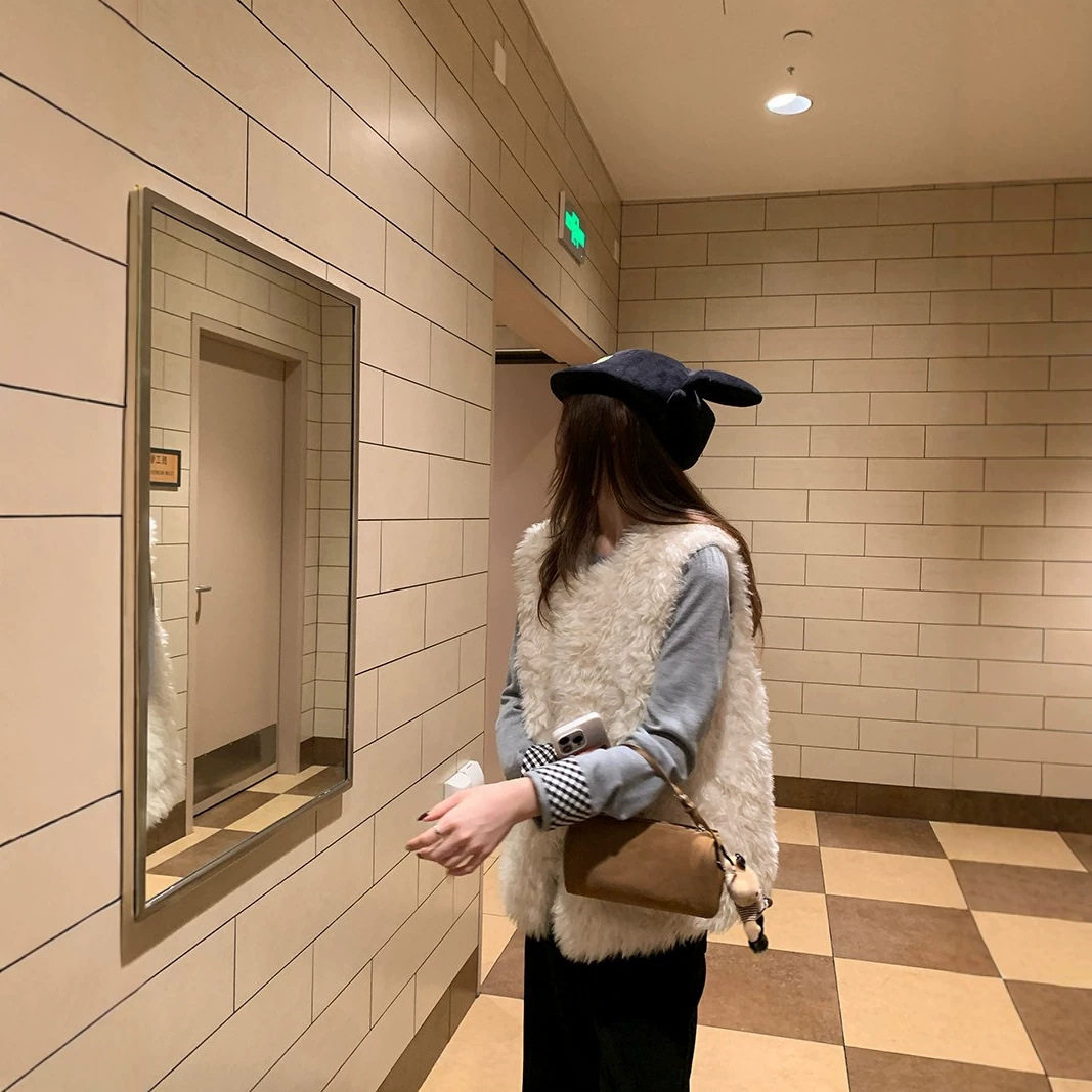 欧美尼马甲环保皮草皮毛一体百搭无袖马夹秋冬保暖毛毛马甲外套女