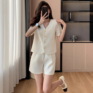 气质小香风西装短袖套装夏季新款感女士小个子外套短裤两件套