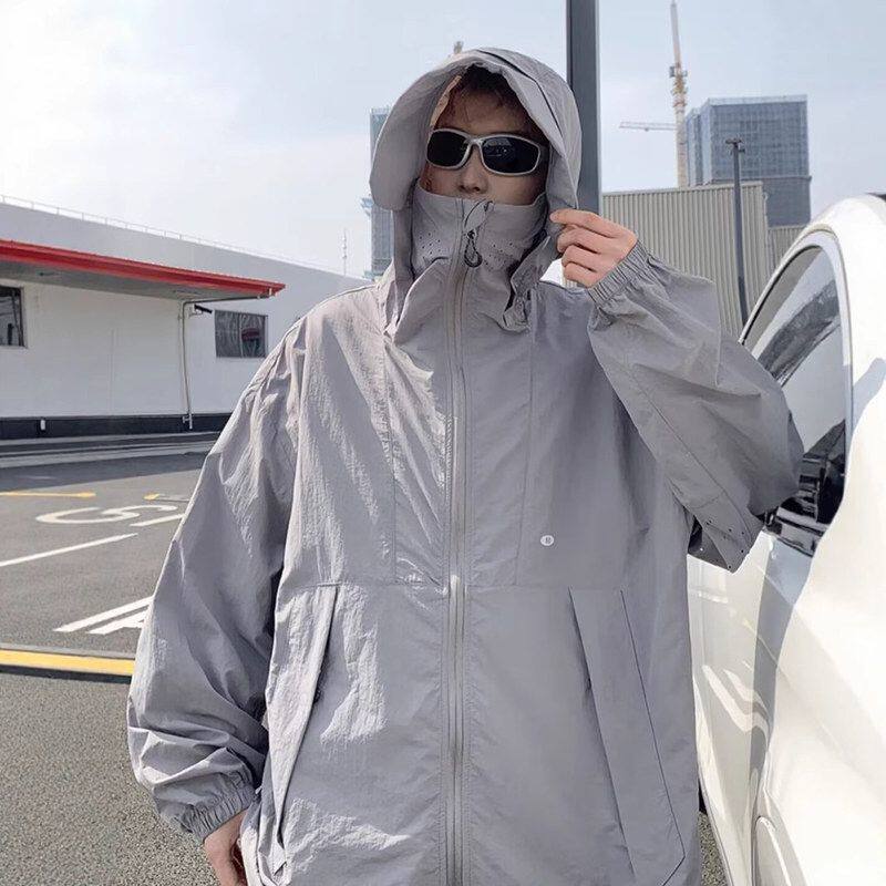 连帽防晒衣男夏季薄款山系户外冰丝速干冲锋衣外套潮无品牌新款