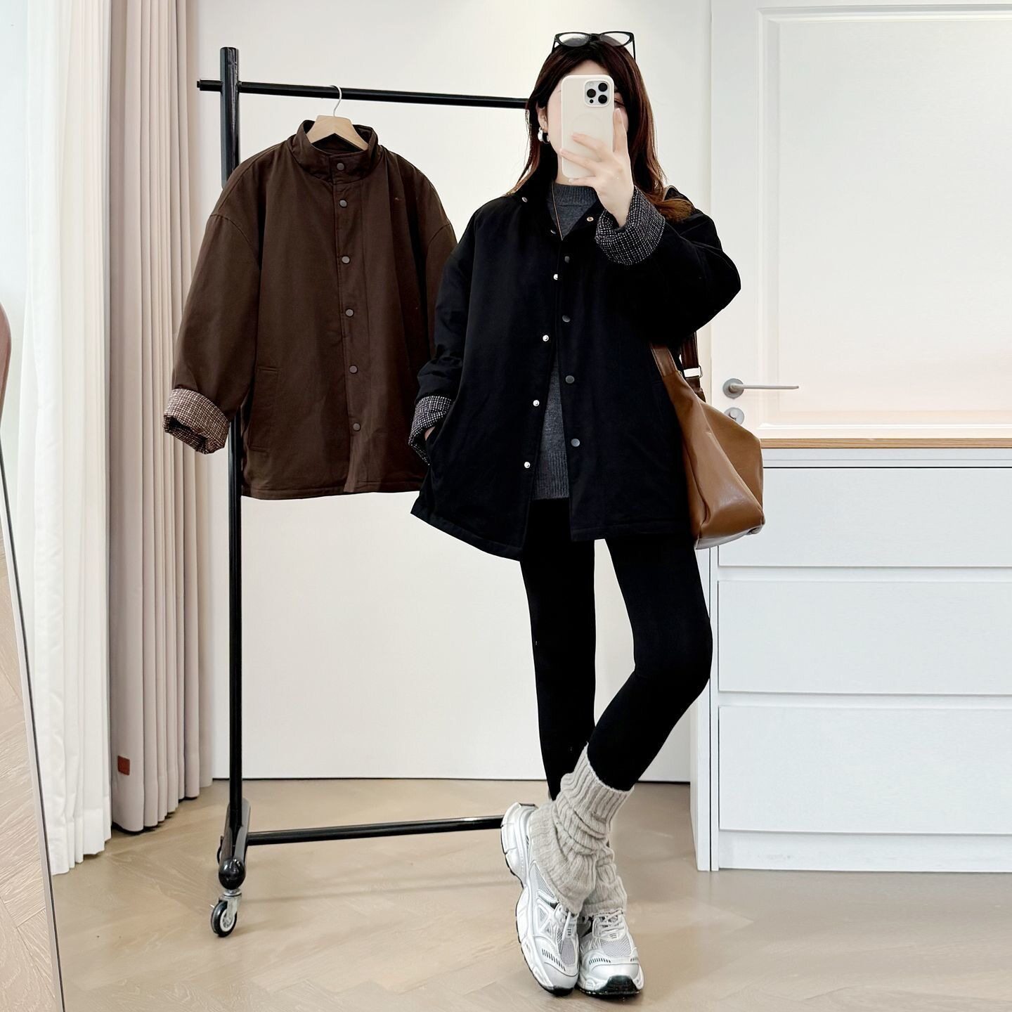 大码女装冬季新款韩版宽松显瘦翻袖格子拼接棉服棉衣胖mm加厚外套