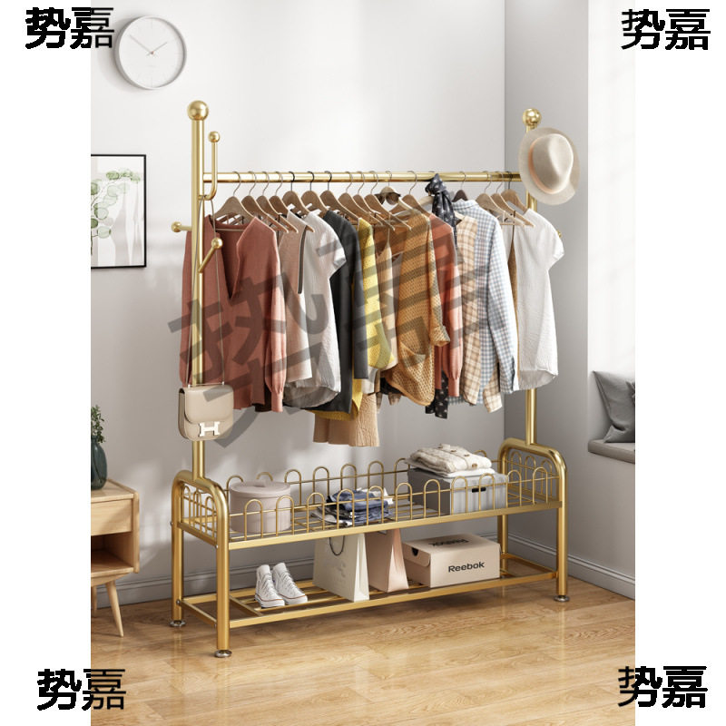 挂衣架落地家用可折叠衣帽架卧室内挂衣服架子阳台简易收纳晾衣架