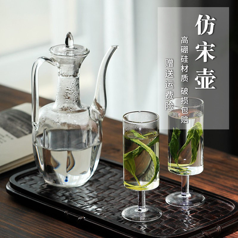仿宋壶 手执壶泡茶壶高硼硅耐热透明玻璃壶 贵妃壶复古煮泡茶壶