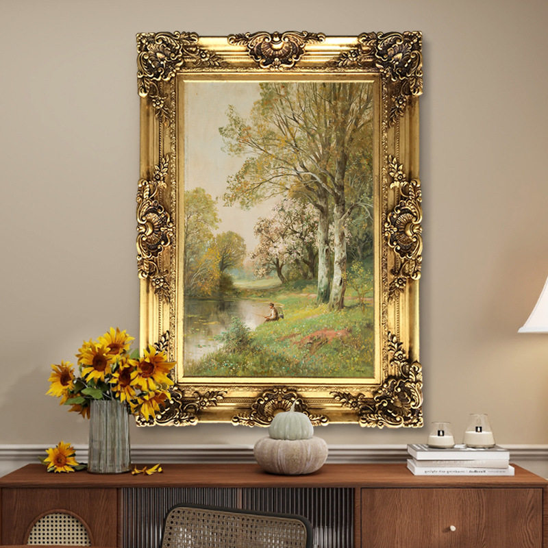 世界名画风景油画欧式高端印象风景装饰画轻奢客餐厅玄关挂画竖版