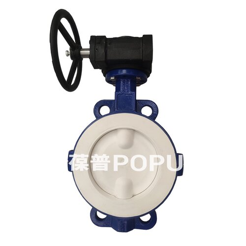 衬氟蝶阀D371F4-16C蜗轮手动衬氟厂家供应对夹式双向低压耐腐蚀