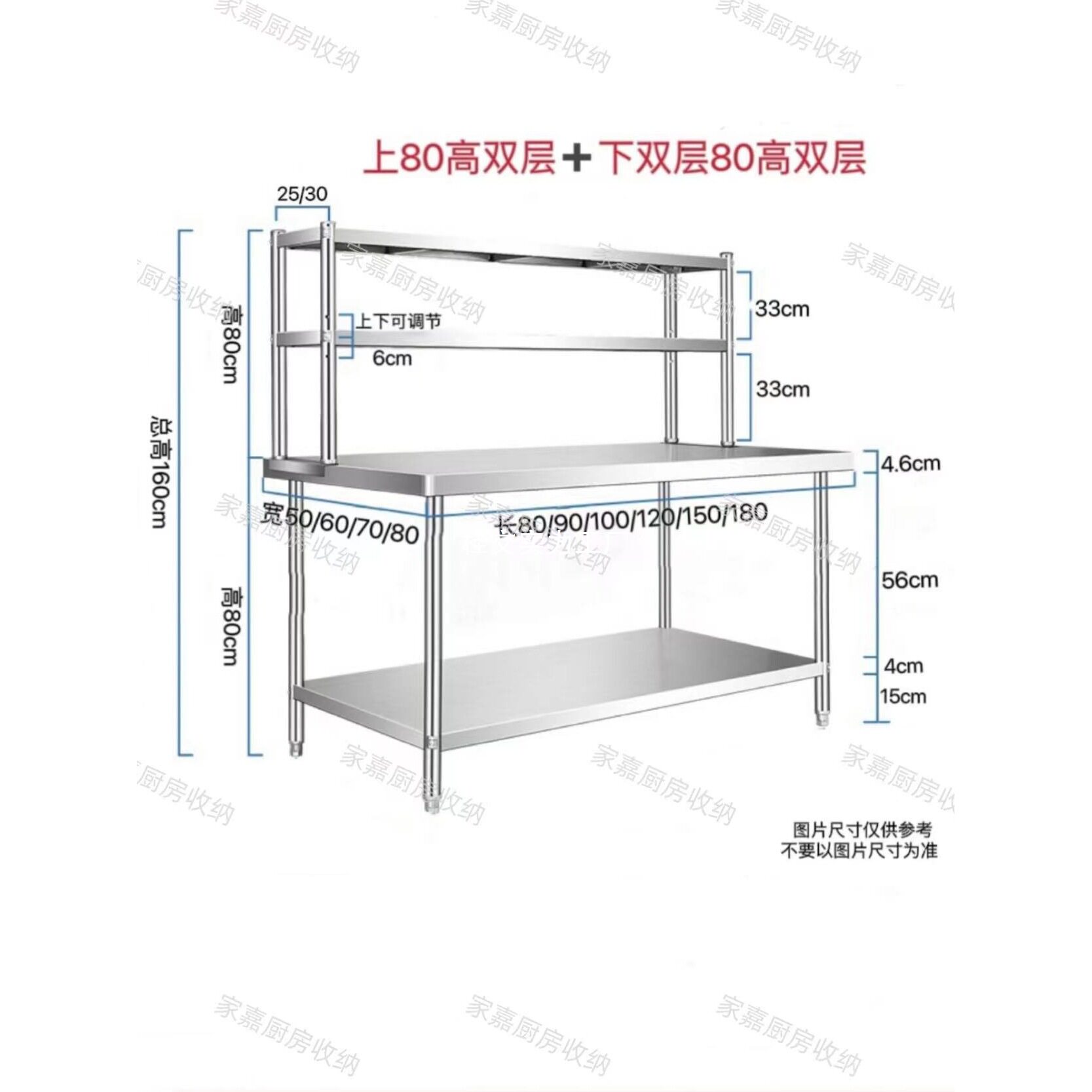 厨房商用不锈钢调料工作台置物架