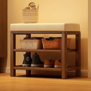 换鞋凳家用门口可放鞋可坐软包垫鞋柜现代简约挂衣架一体入户门柜