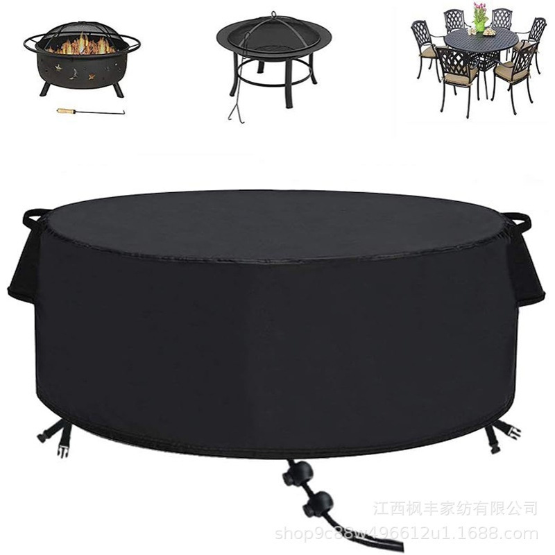 FENG 火盆盖,黑色火坑盖圆形防水防尘户外花园露台壁炉罩防尘罩