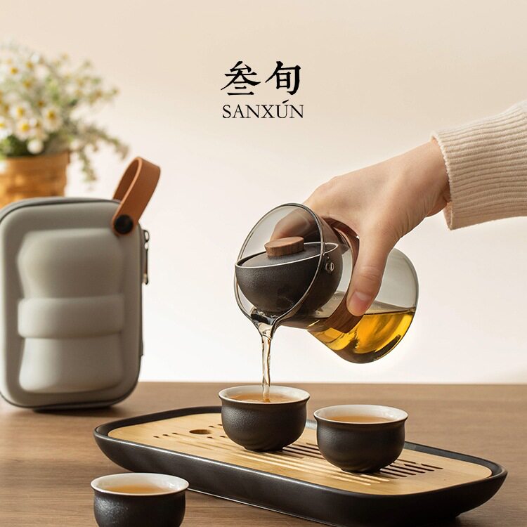 转转泡快客杯一壶三杯旅行茶具套装便携包式户外懒人泡茶旅行茶具