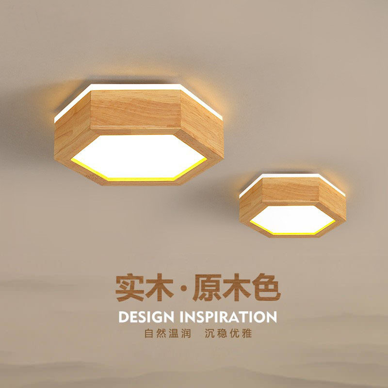北欧卧室灯长方形过道灯走廊玄关灯led吸顶灯现代简约实木