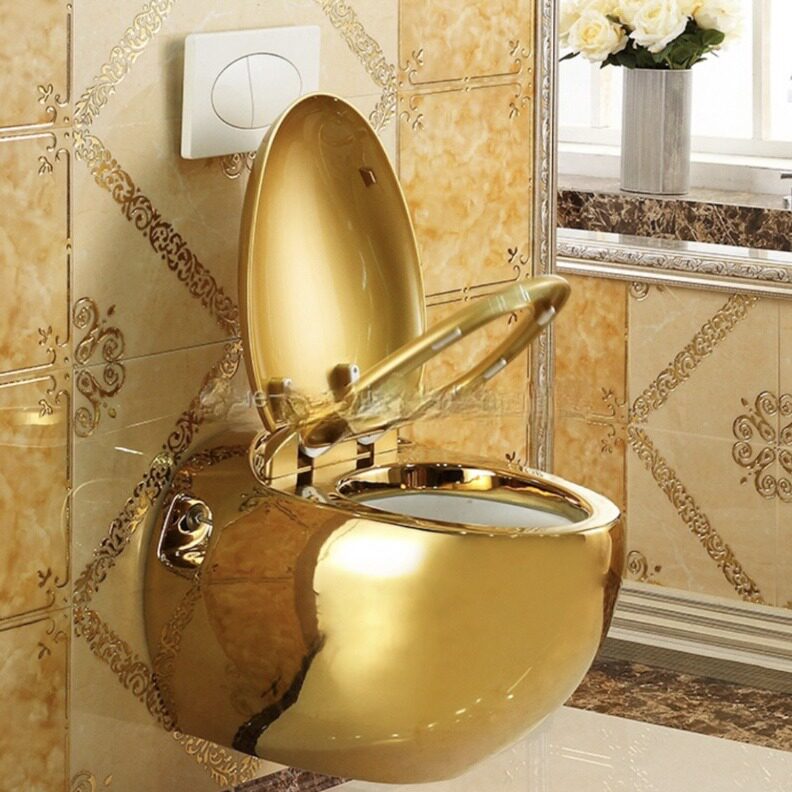 金色鸡蛋型挂便器/挂墙式座便器/鸡蛋形挂便器黑釉白釉亚光釉801B
