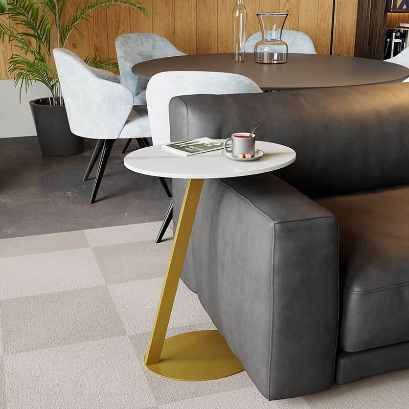 I1轻奢岩板沙发边几小户型极简客厅可移动小茶几家用铁艺床头角几