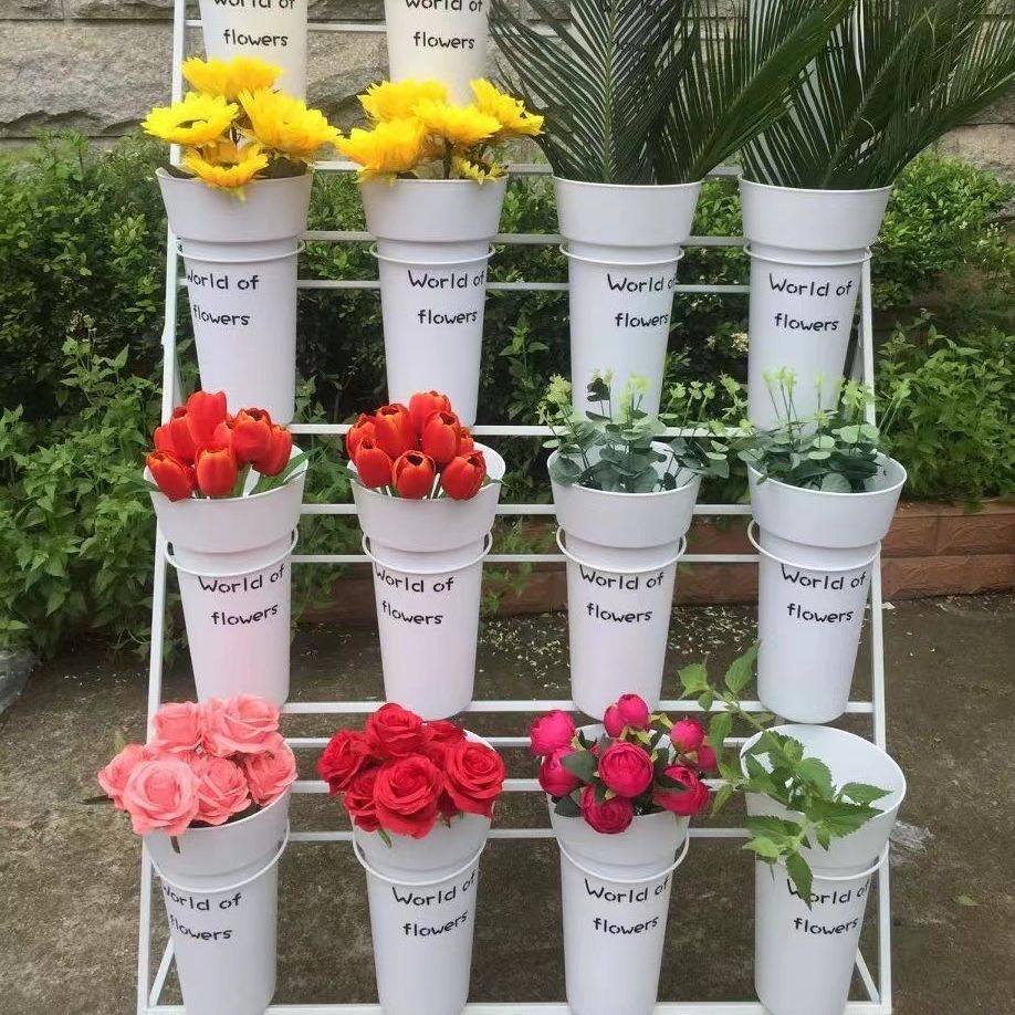 摆摊花盆鲜花架多层可移动便携花架花店置物架展示架鲜花架