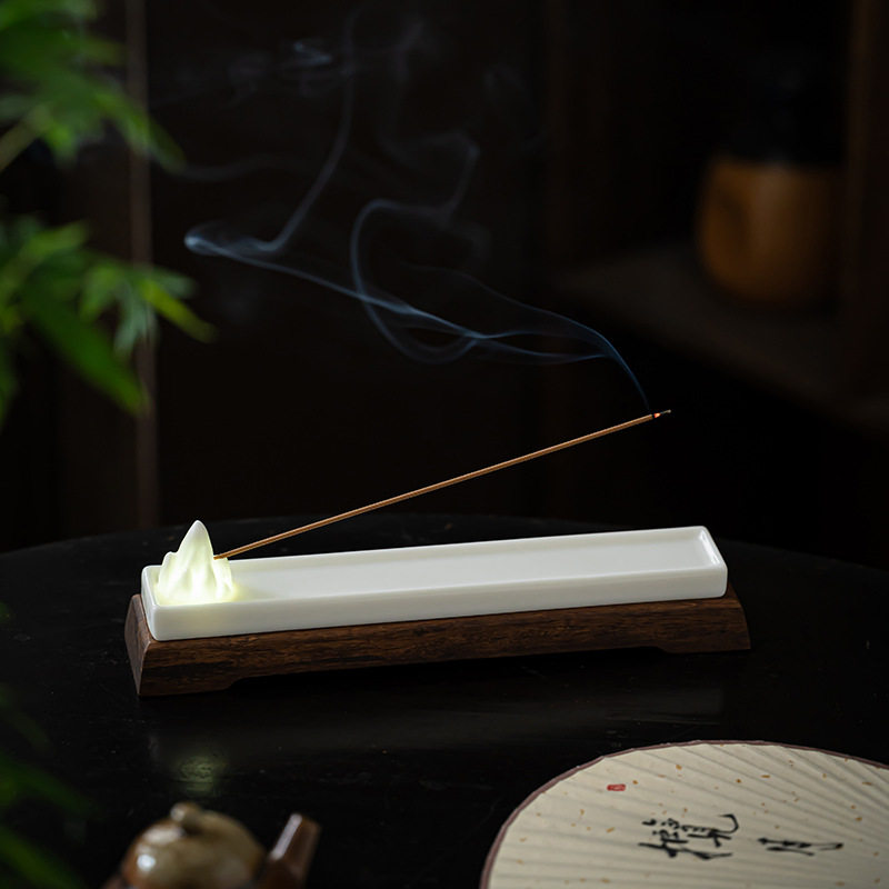 羊脂玉白瓷线香插家用室内香座陶瓷香插檀香香熏炉茶道桌面摆件