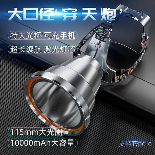 LED强光头灯长续航高流明锂电头戴式充电户外钓鱼远射灯专用批发