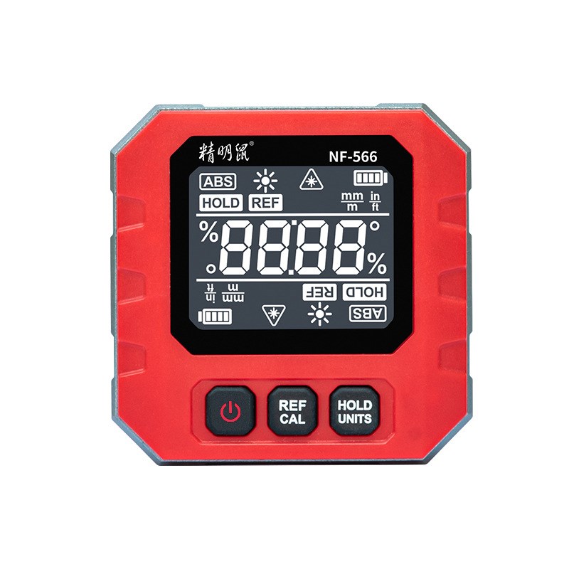 精明鼠NF-566数显倾角仪高精度电子角度尺多功能激光带磁水平仪