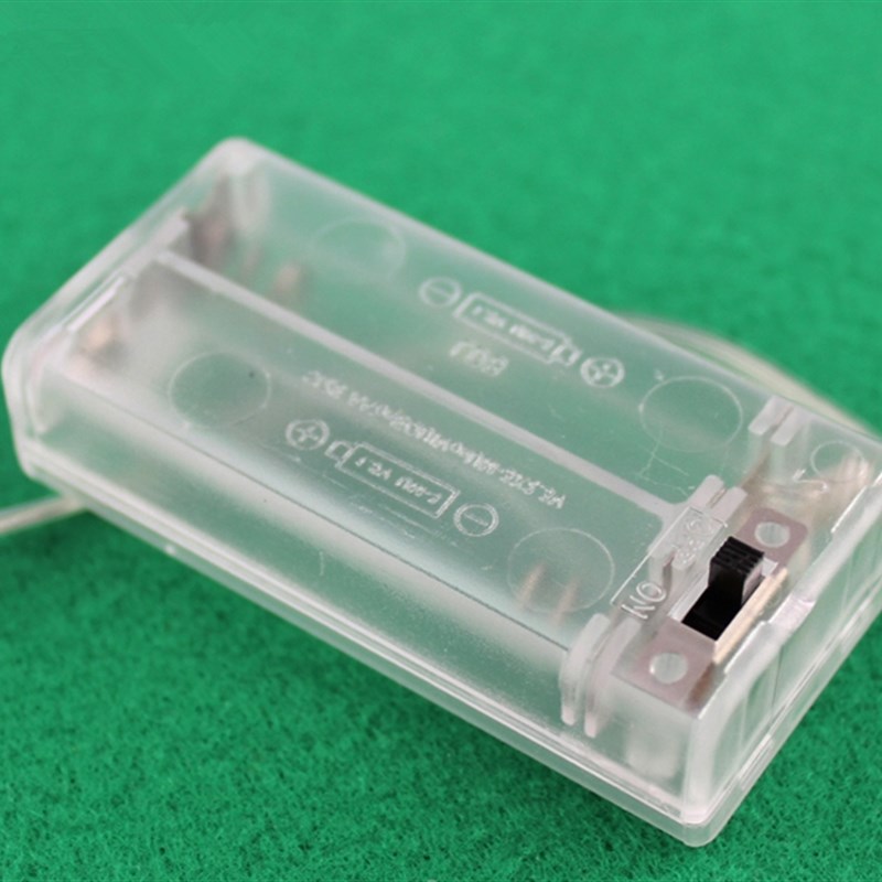 AA电池盒 5号2节 2节5号 透明电池盒 带线带开关带盖 五号二节