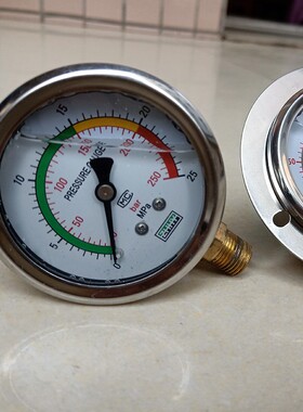 注塑机压力表 油箱耐震抗震不锈钢油压表 液压表 25 300 350MPa