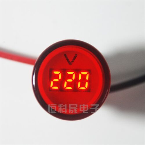 交流数显电压指示灯交流50v-500v指示灯电压表AD16-22DSV开孔22mm