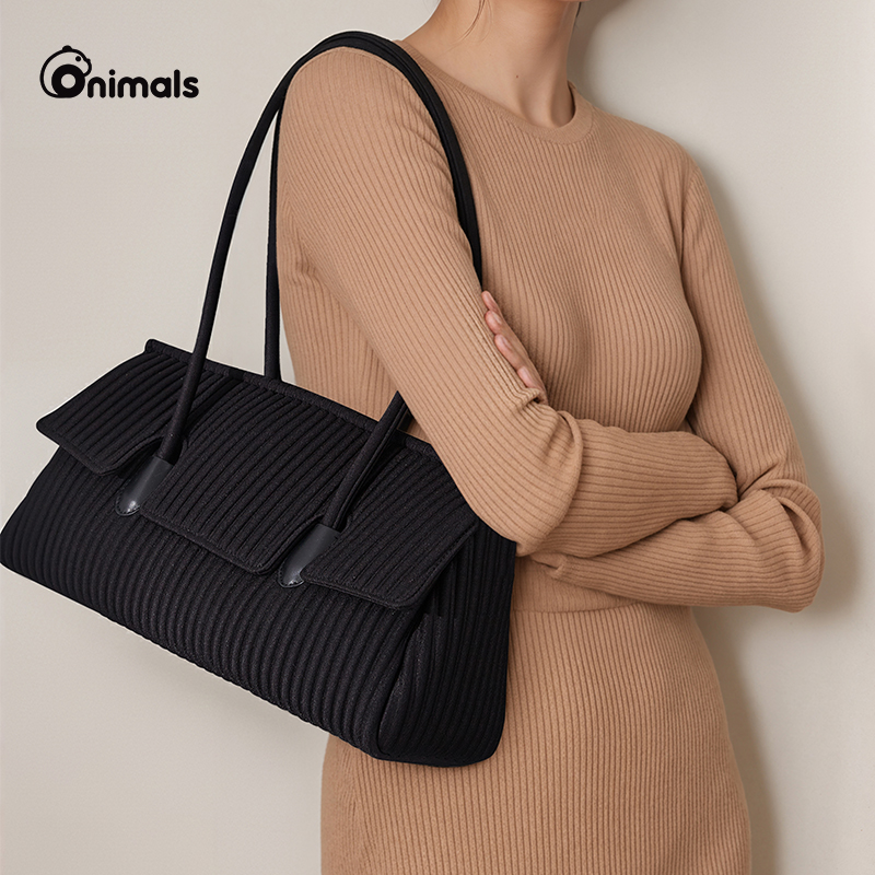 onimals空气感法棍腋下包女2025新款大容量通勤单肩手提波士顿包