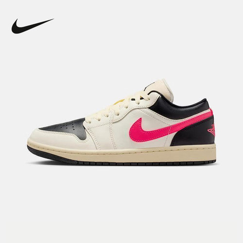 NIKE耐克女鞋AIR JORDAN 1 AJ1低帮板鞋复古粉勾篮球鞋DC0774-107
