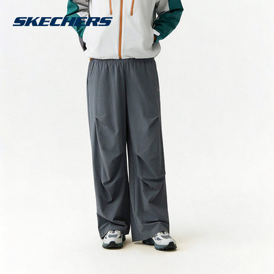 Skechers斯凯奇26夏男士宽松梭织休闲裤舒适健身运动裤 L226M023