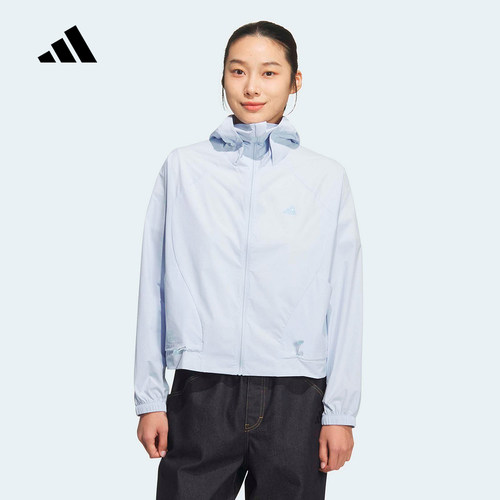 adidas阿迪达斯凉感早春连帽薄外套女短款轻感时尚梭织夹克KH2711