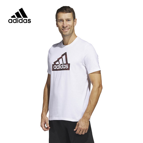 Adidas阿迪达斯男装2023夏季新款运动休闲圆领印花短袖T恤HR2997