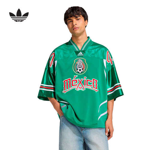 adidas阿迪达斯墨西哥队复古V领球衣2026春男短袖上衣T恤 KD59