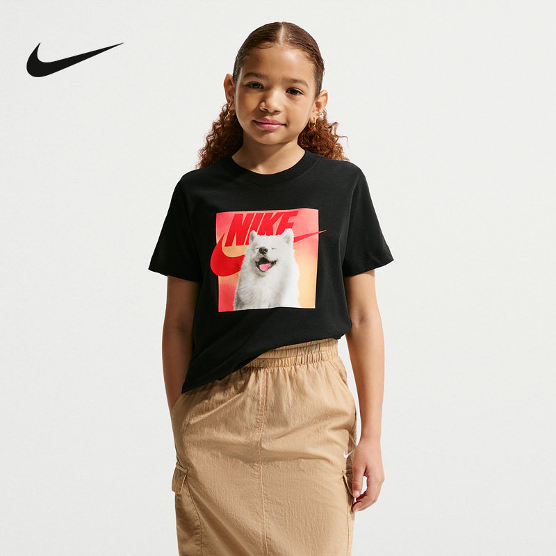 NIKE耐克大童图案印花日常休闲舒适运动短袖T恤 IO1977-010图片