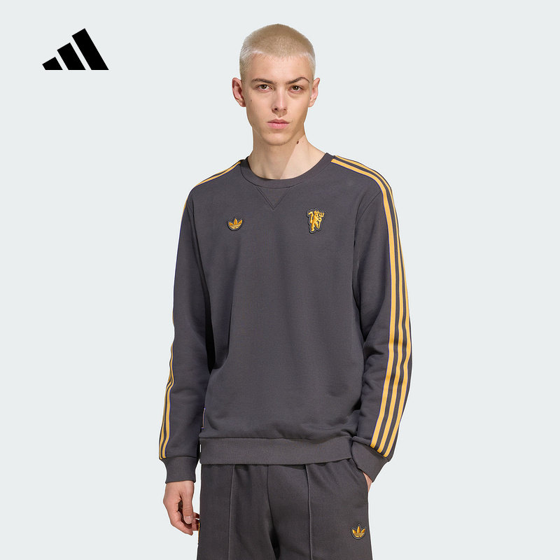 adidas阿迪达斯秋冬新款男曼联足球休闲文化圆领卫衣套头衫JN2824