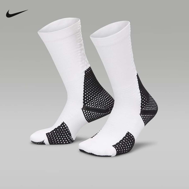 NIKE耐克男女袜子春新款黑白高帮袜舒适休闲长筒袜FZ3393-100