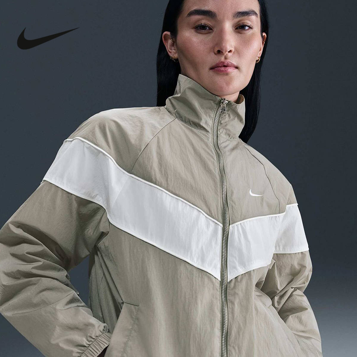 Nike耐克外套女夏新款宽松休闲训练梭织立领运动夹克FV6305-320