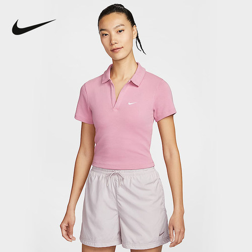 Nike耐克T恤女款2025夏季运动时尚翻领露脐短袖POLO衫DV7885-699