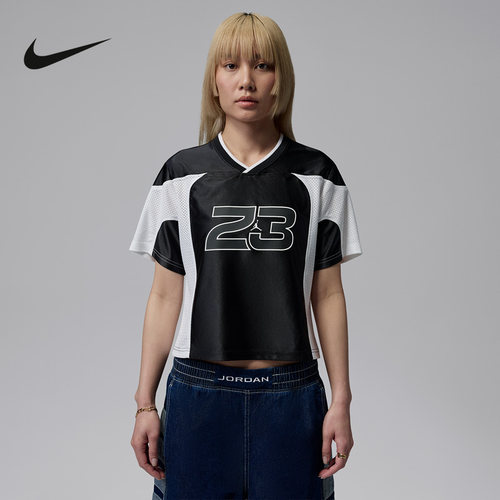 NIKE耐克Jordan女子球衣夏季新款网眼透气短袖针织衫 IF1158-010