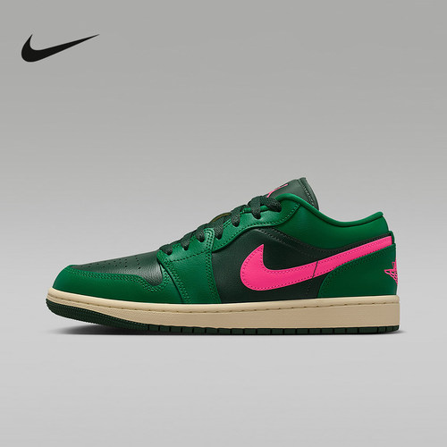 耐克女鞋Air Jordan 1 AJ1黑绿色低帮板鞋休闲复古球鞋DC0774-300