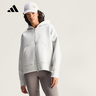 adidas阿迪达斯太空棉宽松连帽外套女SCUBA针织夹克秋新款JM57