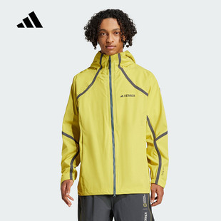 阿迪达斯国家地理联名款防风透湿透汽拒水防泼连帽夹克外套JD5834