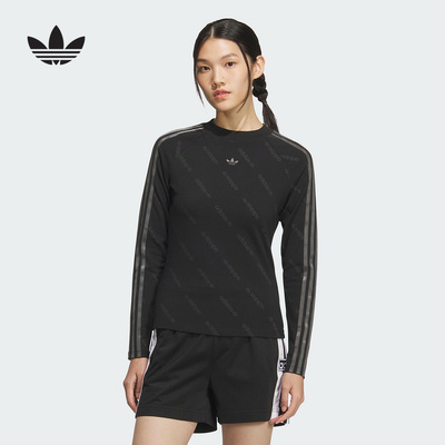 adidas阿迪达斯秋季新款女全身印花运动修身长袖T恤 KS6109