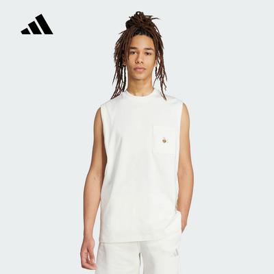 adidas阿迪达斯篮球风无袖T恤2025秋夏男饰小狗印花棉背心JL9237