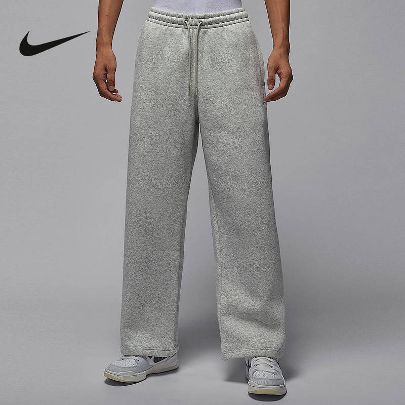 Jordan耐克男裤OVERSIZE风冬加绒宽松直筒长裤黑色卫裤IB7239-050