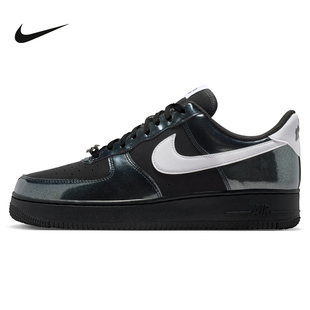 Nike耐克男鞋AF1空军一号新款黑色漆皮亮面运动休闲鞋 IB6843-001