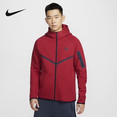 Nike耐克外套男春秋红色本命年连帽衫宽松休闲针织夹克HV0950-687