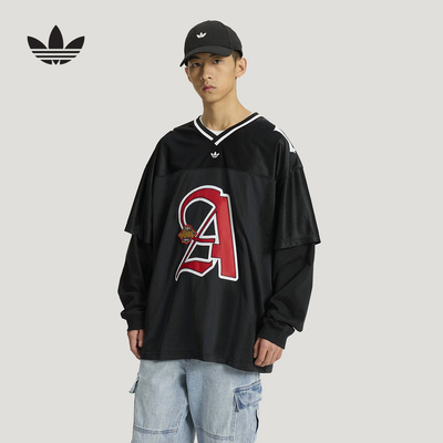 adidas阿迪达斯三叶草二合一运动宽松长袖球衣26夏男上衣 KS5328