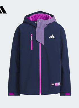 adidas阿迪达斯女大童都市机能风梭织拼接运动宽松连帽外套KC0199
