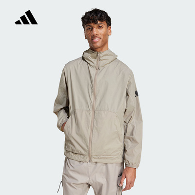 adidas阿迪达斯新款2025夏男运动休闲梭织宽松连帽夹克外套JF3293