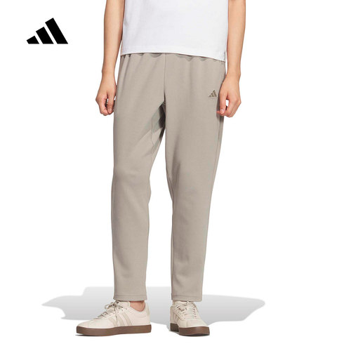 adidas阿迪达斯休闲灰色长裤2026春男TH KN针织直筒运动裤 KR2525