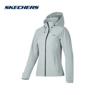 Skechers斯凯奇女夹克简约运动服梭织防风连帽外套 P424W225/0