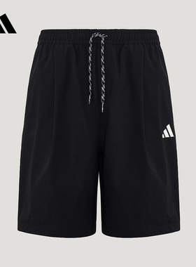 adidas阿迪达斯2026夏男拒水梭织宽松亲肤抽绳休闲运动短裤KU3149