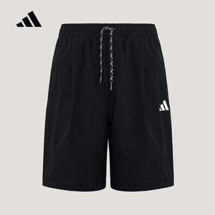 adidas阿迪达斯2026夏男拒水梭织宽松亲肤抽绳休闲运动短裤KU3149