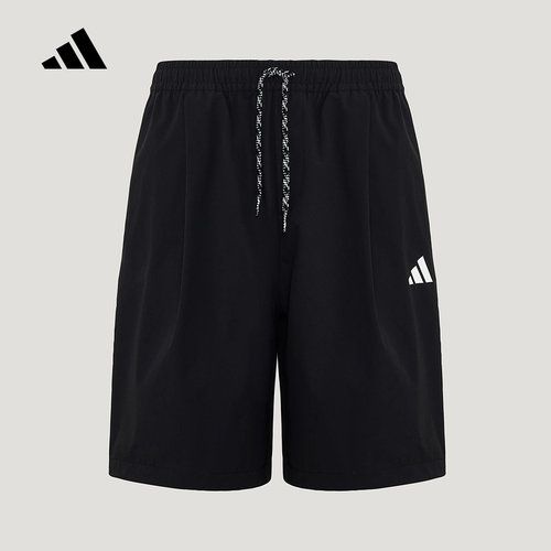adidas阿迪达斯2026夏男拒水梭织宽松亲肤抽绳休闲运动短裤KU3149